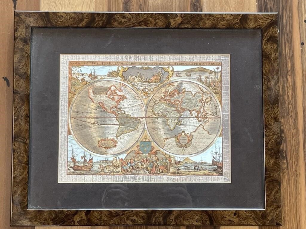 Framed Foil Reflective World Map