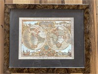 Framed Foil Reflective World Map