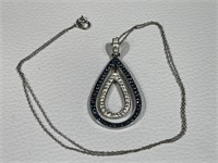 Sterling Silver Necklace with Blue and White