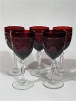 Set of Six Cristal D Arques Ruby Red Wine Glasses