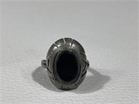 Vintage Sterling Silver Ring with Onyx Made in
