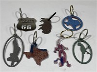 Seven Southwestern Style Metal Keychains
