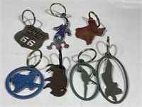 Seven Southwestern Style Metal Keychains Made in
