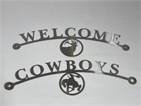Metal Welcome and Cowboys Signs
