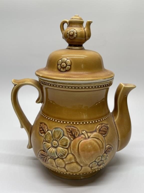 Vintage Ceramic Teapot Themed Cookie Jar