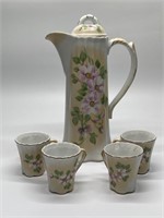 Vintage Ceramic Four Cup Hand Painted Chocolate