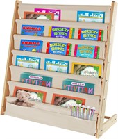 $46  7 Tier Kids Book Rack  Natural Wood  W: 29.5