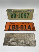 Three Vintage License Plates - North Dakota,