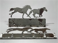 Two Metal Running Mustang Themed Wall Mountable