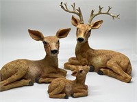 Set of Three Resin Deer Figurines