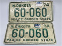 Pair of Vintage North Dakota License Plates