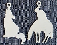 (15) Metal Coyote & End of the Trail Ornaments /