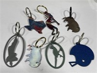 Seven Southwestern Style Metal Keychains Made in