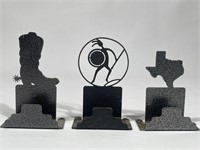 Three Metal Western Style Business Card Holders