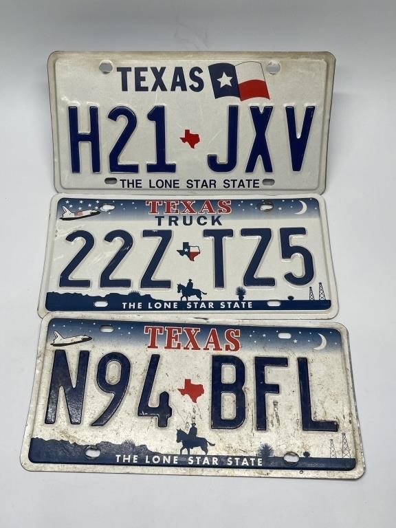 Three Texas License Plates