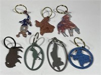 Seven Southwestern Style Metal Keychains