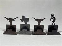 Four Metal Western Style Business Card Holders