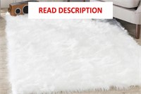 $449  8x10ft White Faux Fur Rug for Living Room
