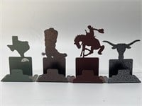 4- Metal Western Themed Business Card Holders