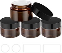 $9  4 Pack 1oz Amber Glass Jars  Lids for Cosmetic