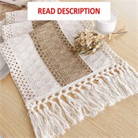 $18  Boho Table Runner  Cream/Brown  12x108