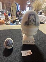 2 - Ceramic painted eggs by Artist Glenda Turley