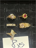 5  Assorted Costume Jewelry Rings