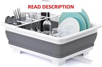 $16  Dish Drying Rack  Portable  Gray/White