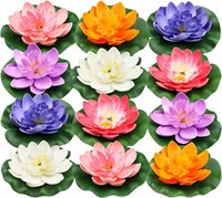12pcs Floating Foam Lotus Flowers with Lily Pads