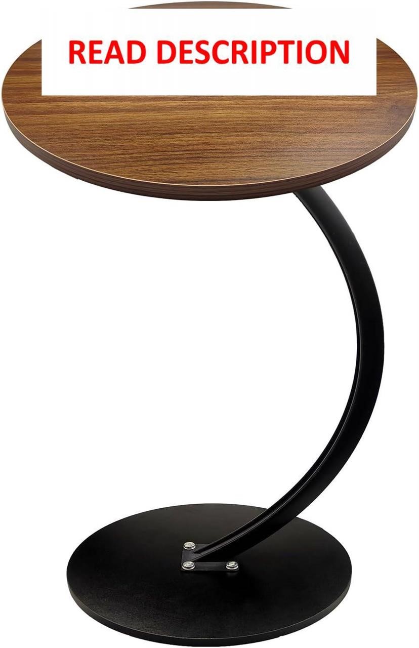 $42  Walnut C-Shaped Side Table for Living Room