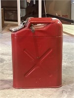 Vintage Red Metal Gas Can W/ Nozzle