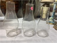 3 - Glass Oil Lantern Globes