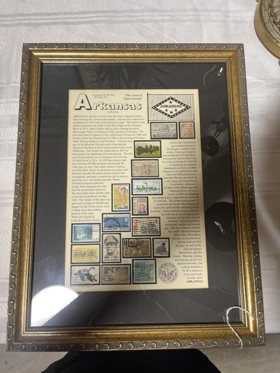 Framed Arkansas Stamp Collection