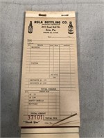 Rola Bottling Co, receipt book