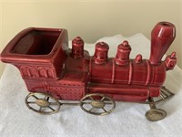 Red Train Locomotive with Brass Stand