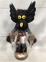 Native American Figure Raven Kachina signed