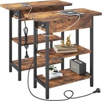 $120 Set of 2 Brown End Tables w/Charging Station