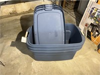 LOT OF 3 LARGE STORAGE TOTES WITH LIDS