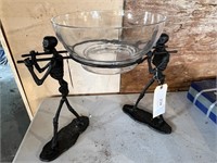 SKELETON  PARTY DISH HOLDER WITH GLASS BOWL