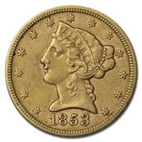 1853 $5 Liberty Gold Half Eagle XF