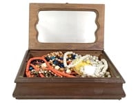 13 Necklaces w/ Wood Jewelry Box