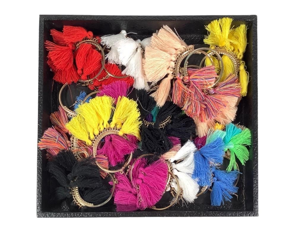 9 Pairs of Colorful Tassel Earrings