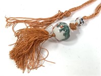 Hand Painted Asian Beaded Tassel Necklace
