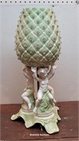 Retro Figural ceramic lamp with bullseyes - needs