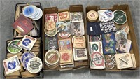 Boxes of vintage beer coasters