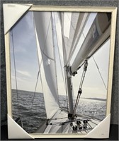 New, Sailing Away Picture Framed in White Gold