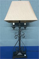 Candelabra Style Metal Table Lamp with Shade 34”