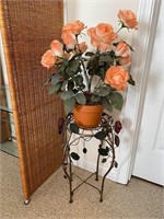 Iron Roses Plant Stand & Peach Rose Decor