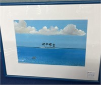 Watercolor , Pen , and Ink “Island” Signed ,