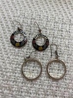 2 Pair Sterling Silver Taxco Mexico Earrings